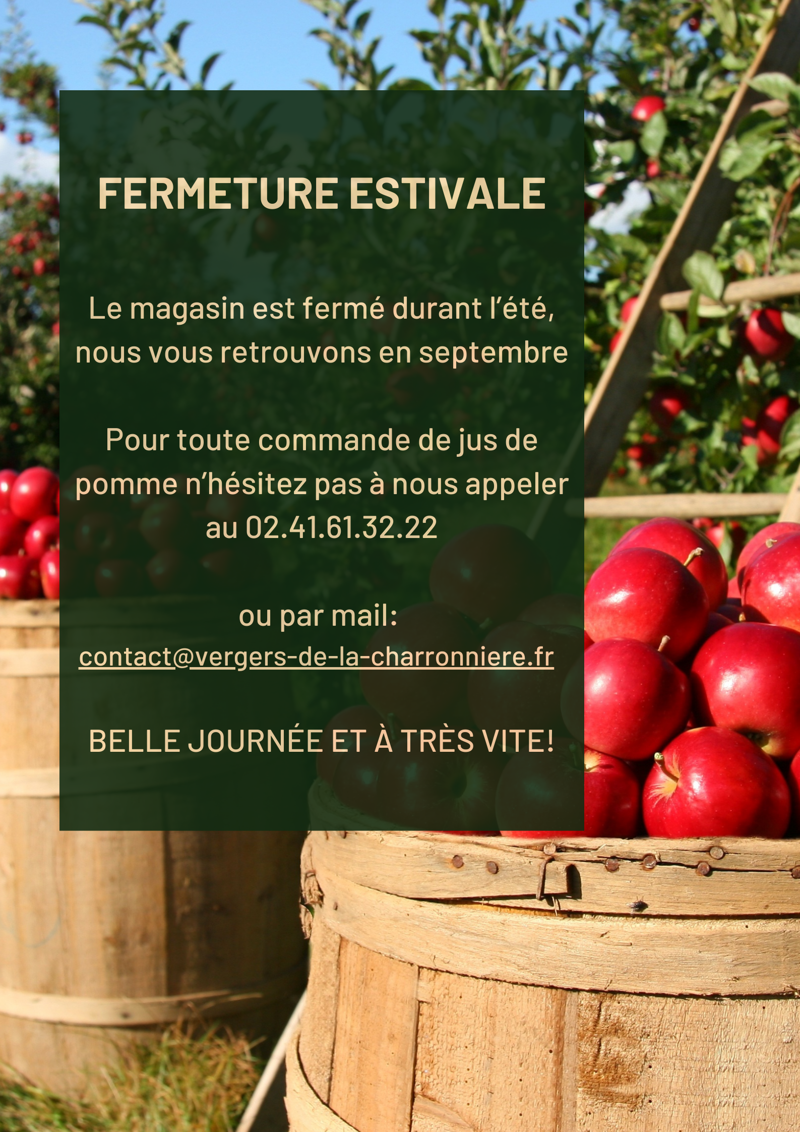 fermeture estivale